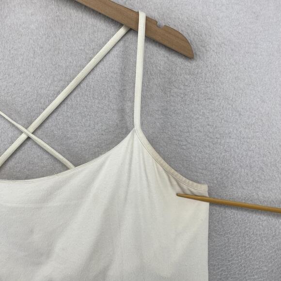 EILEEN FISHER Tank Top XL Organic Cotton Jersey Cross Back Shelf Bra White USA - Picture 12 of 16